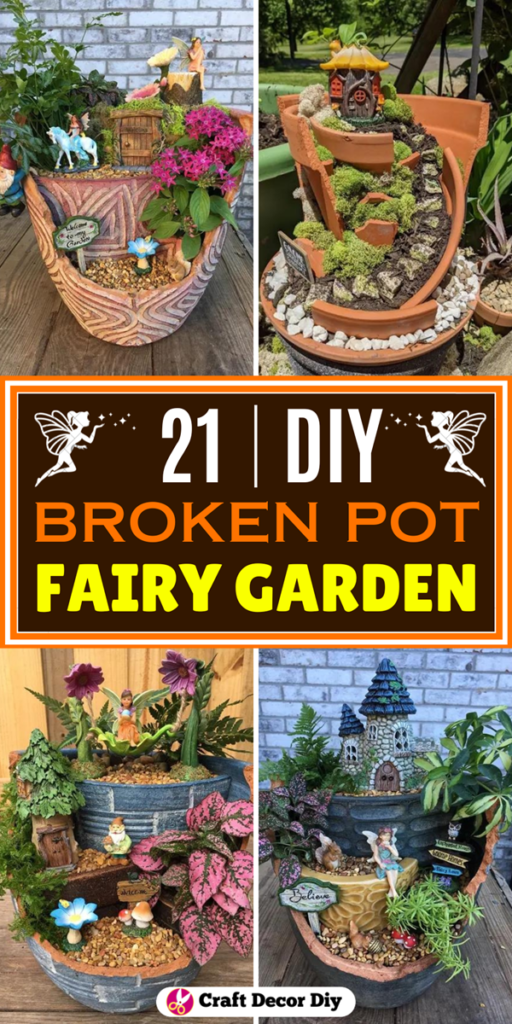 21 Adorable Broken Pot fairy Garden Ideas - Craft Decor DIY